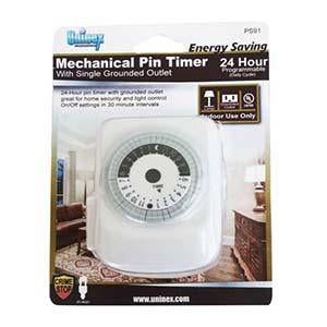 Mechanical Timer 24 Hour with Single 3-Prong Outlet