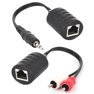 3.5mm Stereo to RCA Red White Audio Over Cat5 Cat5e Cat6