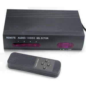 4 Way Audio Video Input Selector with Remote