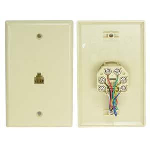 RJ12 Modular Single Port Wall Plate Ivory, Smooth Face