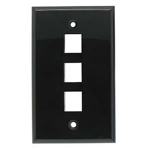 3Port Keystone Wallplate Black Smooth Face