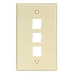 3Port Keystone Wallplate Ivory Smooth Face