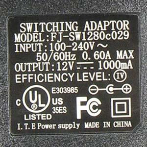 DC12V 1A Power Supply AC 120/240V 2.1mm Plug