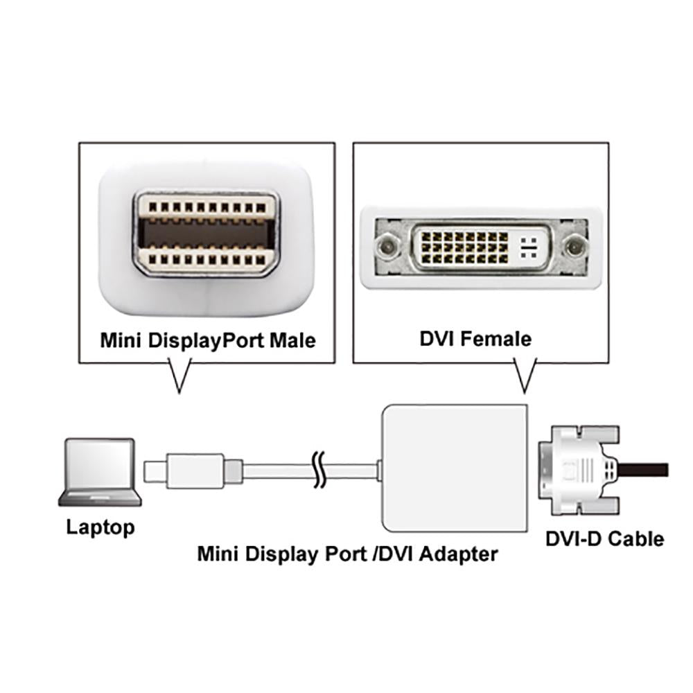 Mini DisplayPort (Thunderbolt) Male to DVI Female Adapter