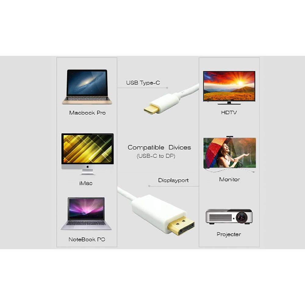 USB Type C to DisplayPort Male Cable 4K 60Hz Black