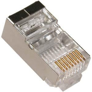 RJ45 Cat.5E Shielded Plug Solid 50 Micron 3P w/Inserter 100pk