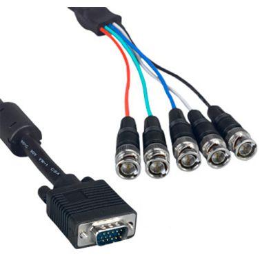 6Ft Super VGA SVGA Cable Shield HD15 Male to 5 BNC Male w/Ferrite