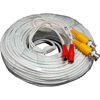 100Ft BNC Male to Male, DC Male to Female Siamese Security Camera Cable White