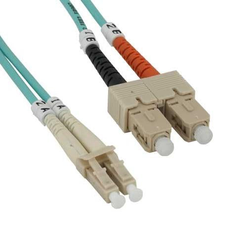 5M LC-SC 10Gb 50/125 OM3 M/M Duplex Fiber Cable Aqua Jacket