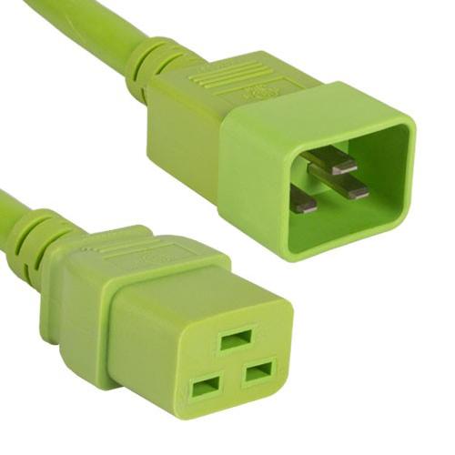 10Ft 12AWG 20A 250V Heavy Duty Power Cord Cable (IEC320 C20 to IEC320 C19) Green