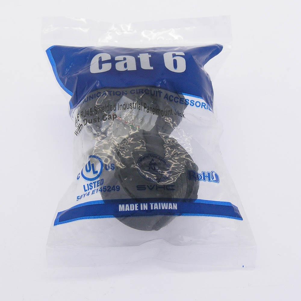 Cat6 RJ45 Shielded Industrial Panelmount Jack with Dust Cap