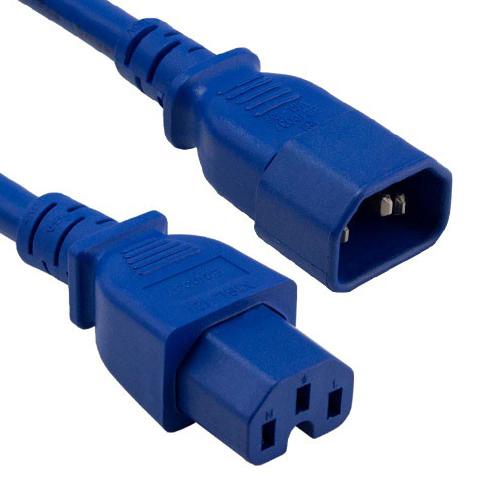 10Ft 14AWG 15A 250V Power Cord Cable (IEC320 C14 to IEC320 C15) Blue