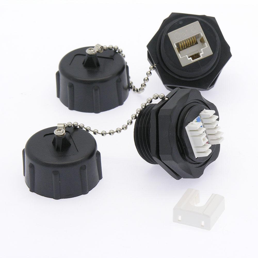 Cat6 RJ45 Shielded Industrial Panelmount Jack with Dust Cap