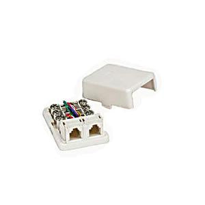 RJ12 Modular Dual Port Surface Mount Jack White