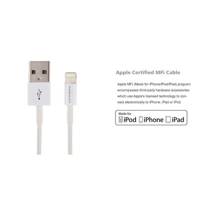 3Ft USB Charge/Sync Lightning Cable White with MFi Certified