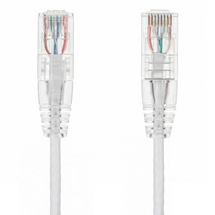 Slim Cat6 Ethernet Patch Cable Booted White 28AWG