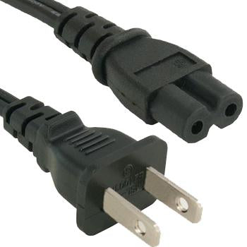10Ft 2-Prong Figure-8 Notebook Power Cord, Non-Polarized (IEC320 C7 to NEMA 1-15P)