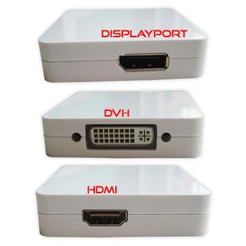 3 in-1 Mini DisplayPort (Thunderbolt) Male to HDMI/DisplayPort/DVI Female Adapter