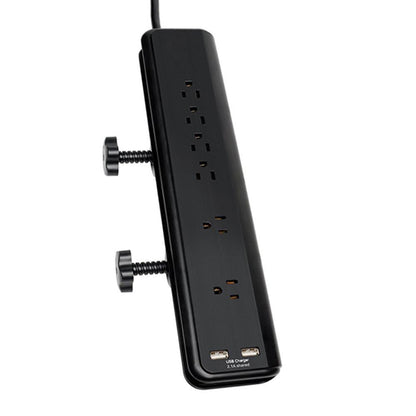 6Ft 6Outlet 15A, Screw-On Workshop Power Strip with 2 USB Charging Ports ( 5V, 2A)