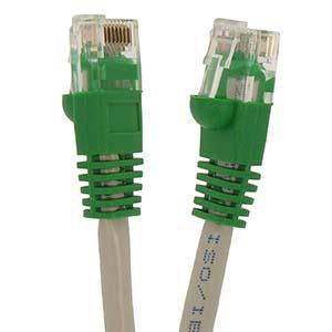 Cat5e Crossover Ethernet Patch Cable Gray Wire-Green Boot