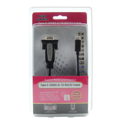 USB Type C to RS232 Serial Adapter DB9-Male/ Hex Nut, FTDL Chipset