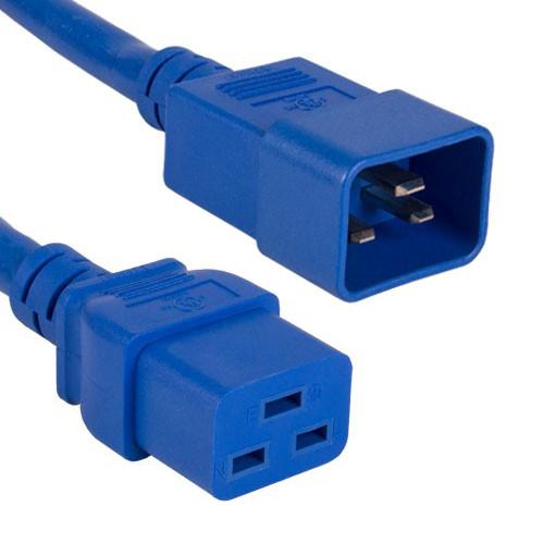 10Ft 12AWG 20A 250V Heavy Duty Power Cord Cable (IEC320 C20 to IEC320 C19) Blue