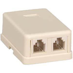 RJ11 Modular Dual Port Surface Mount Jack Ivory