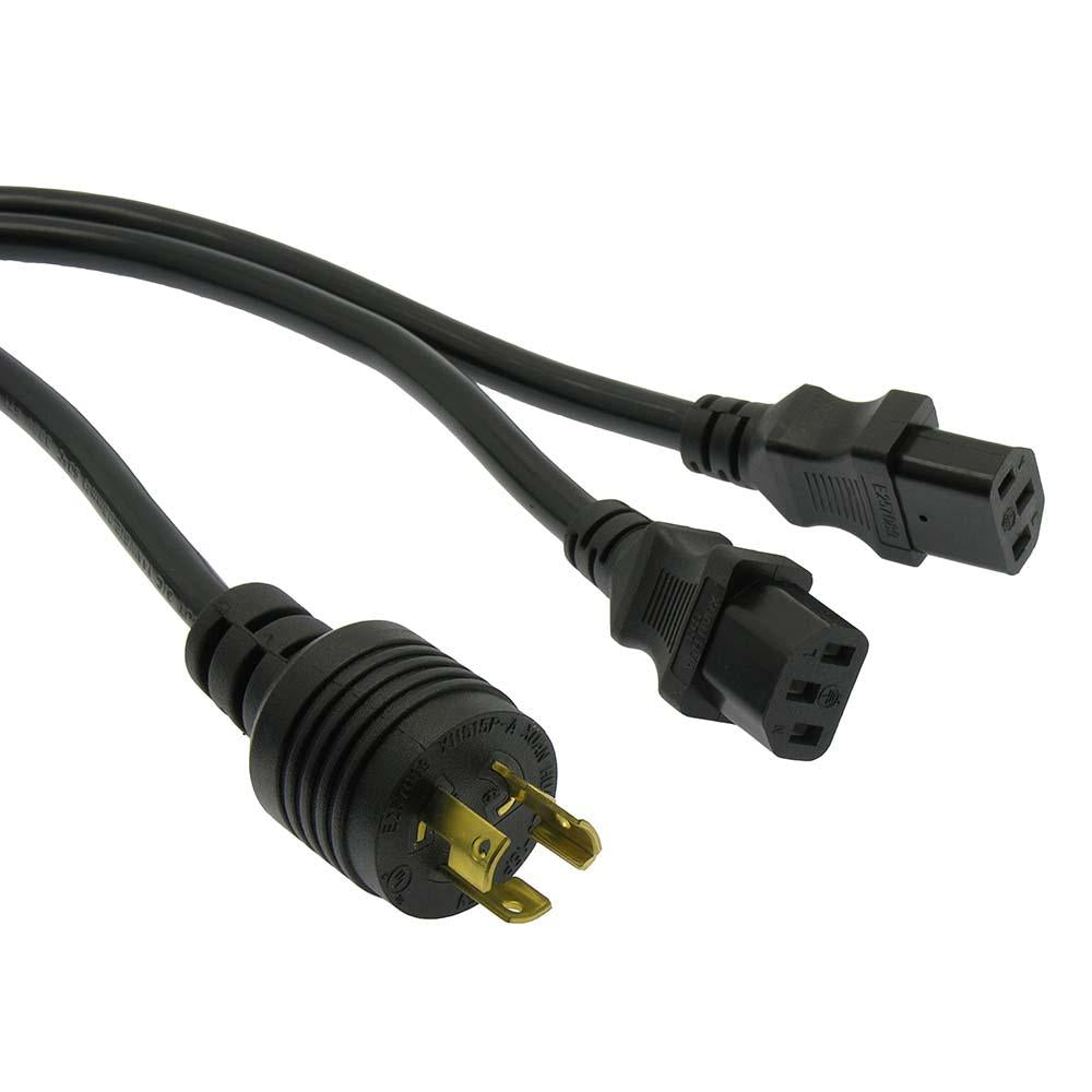 6Ft 14AWG NEMA L5-15P to 2x C13 Y Power Cord Splitter
