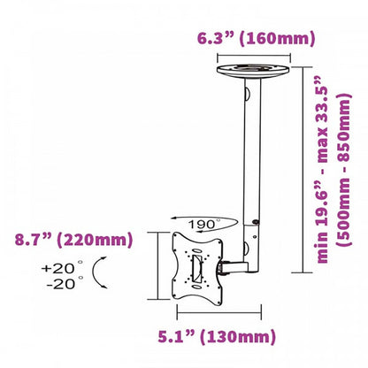 Flat TV Ceiling Mount 23~42" Tilt/Swivel, LCD-504A Black