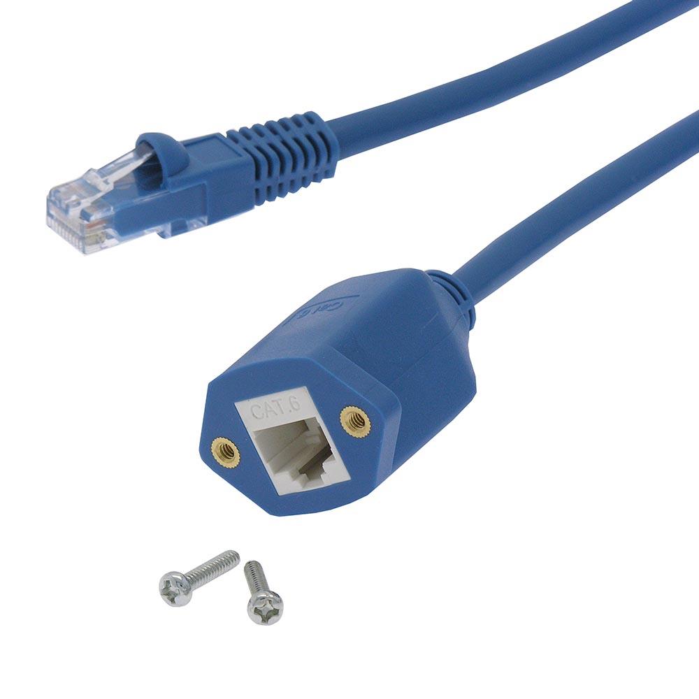 10Ft RJ45 Cat6 Panel-Mount Ethernet Network Extension Patch Cable Blue