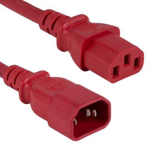 10Ft 18 AWG Computer Power Cord Extension Cable (IEC320 C13 to IEC320 C14) Red