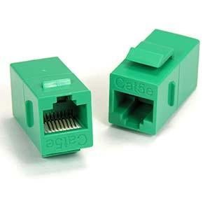 Cat.5E Inline Coupler w/Keystone Latch Green