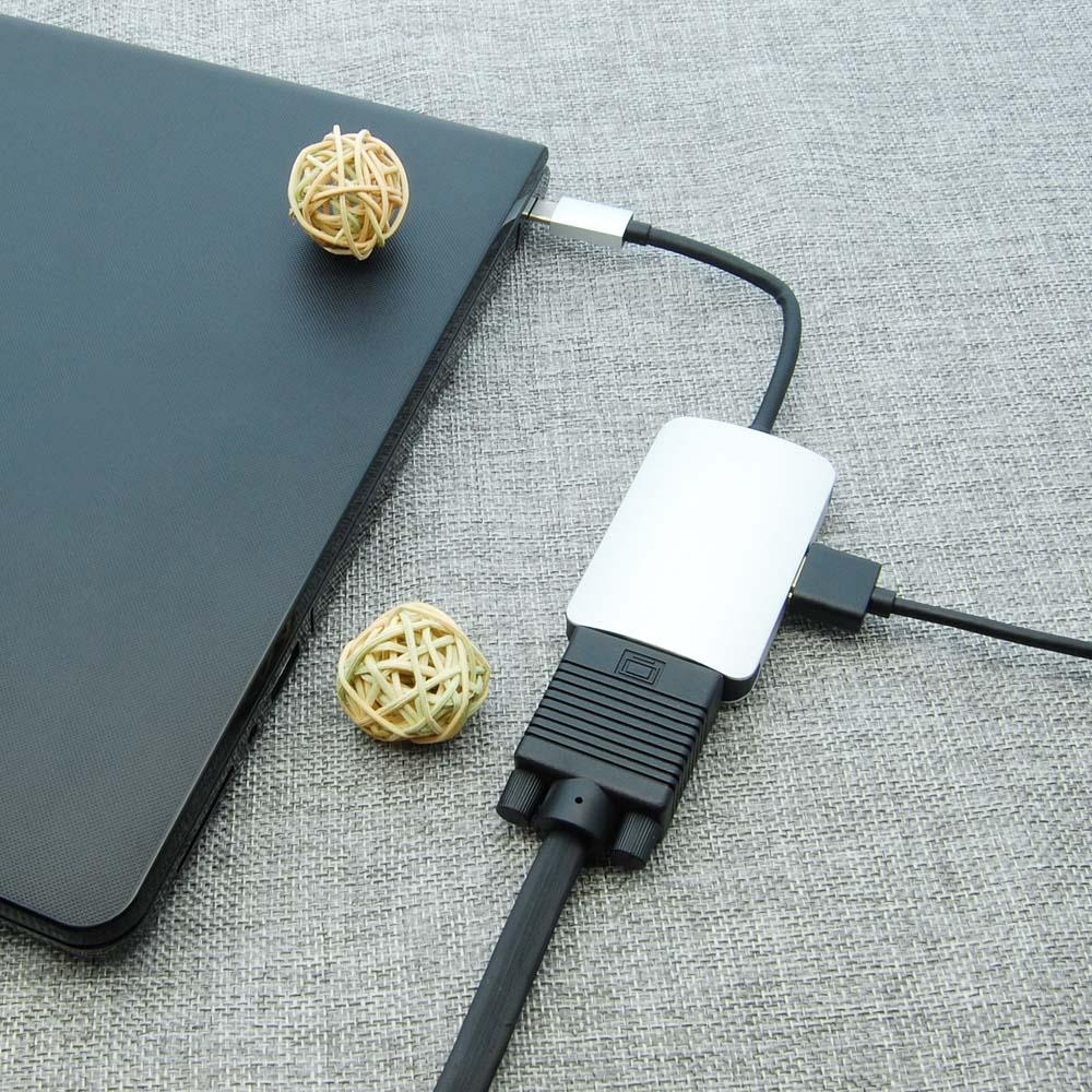 USB Type C Male to VGA Female with HDMI Female Adapter