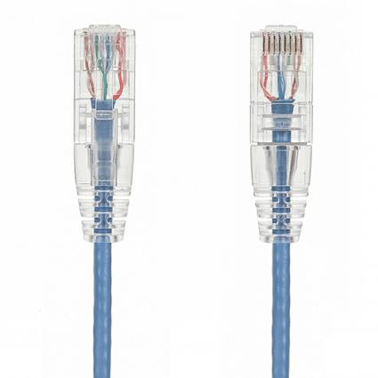 Slim Cat6 Ethernet Patch Cable Booted Blue 28AWG