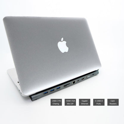 USB 3.1 Type-C to HDMI+Mini DP +VGA+USB 3.0x3+SD card slot+RJ45+audio+Type C Female Docking