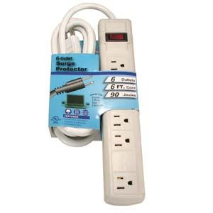 6Ft 6-Outlet Perpendicular Power Strip 90J