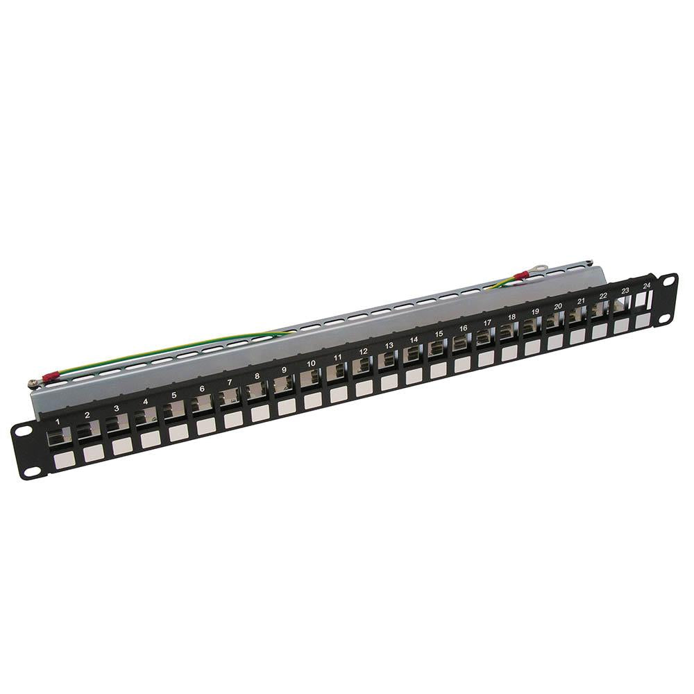 Cat.6A 24-Port Snap in Patch panel for STP RJ45 Keystone Jack