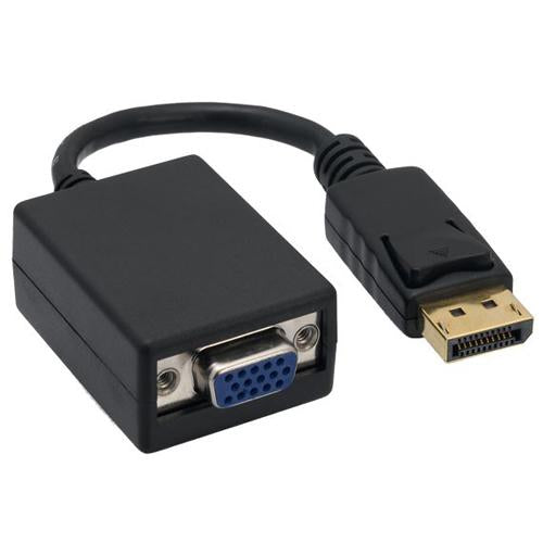 Display Port Male to VGA Female Adapter Cable with Latches Black
