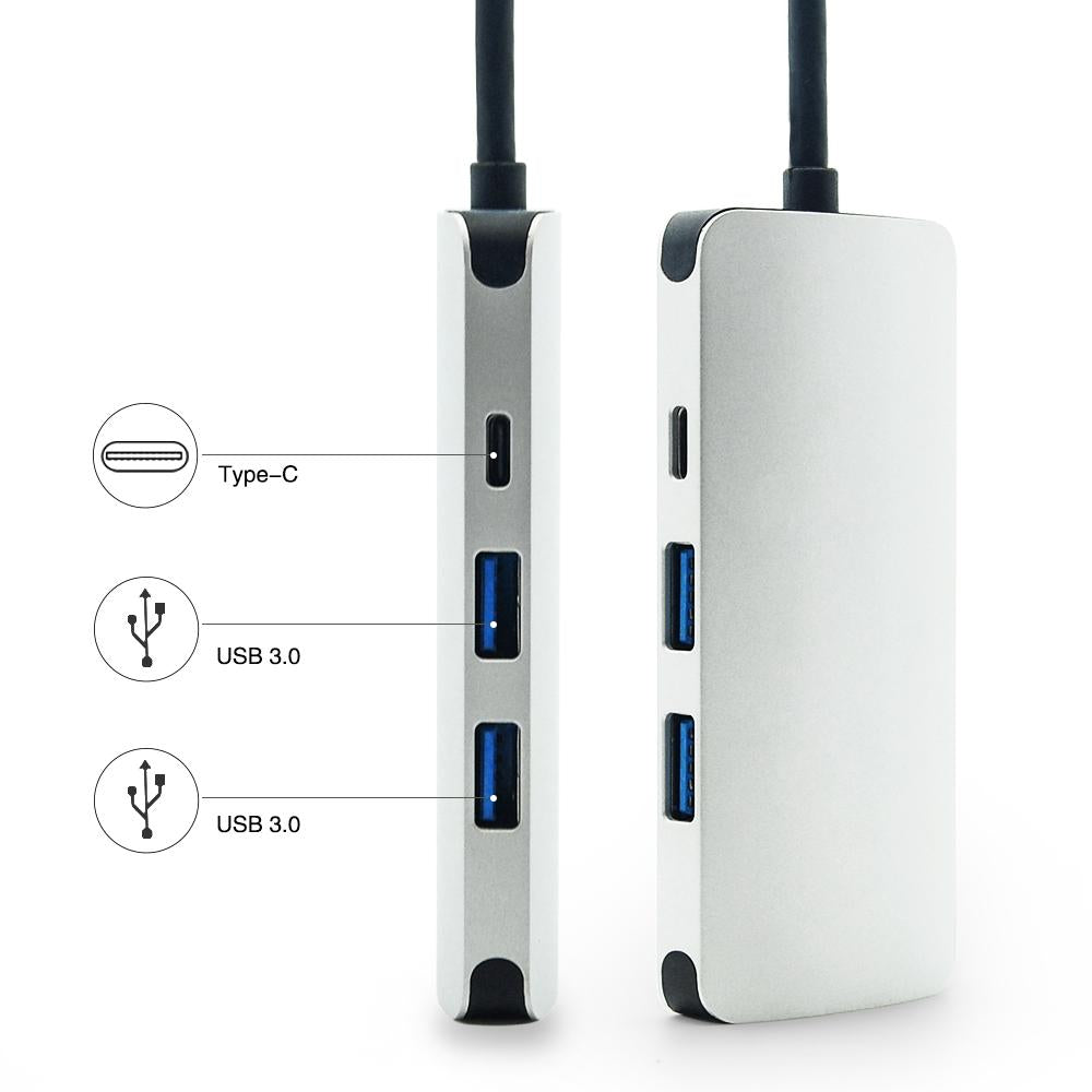 4 in 1 USB Type C Male to USB3.0*2+RJ45+C Female Adapter