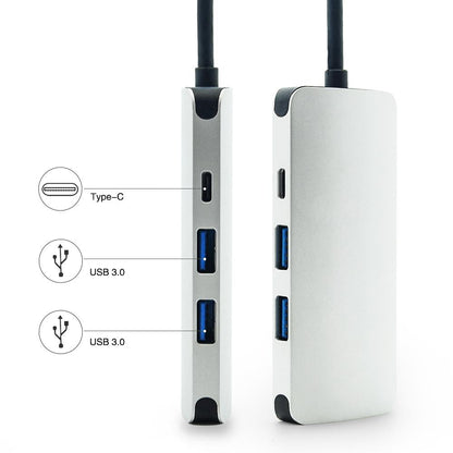 4 in 1 USB Type C Male to USB3.0*2+RJ45+C Female Adapter