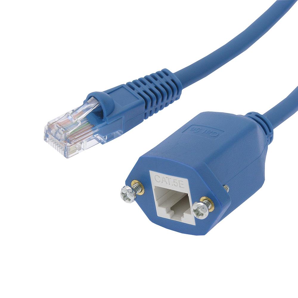 4Ft Panel-Mount Cat5E Ethernet Patch Cable Extension Blue