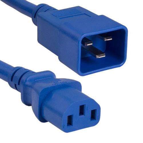 3Ft 14AWG 15A 250V Power Cord (IEC320 C13 to IEC320 C20) Blue