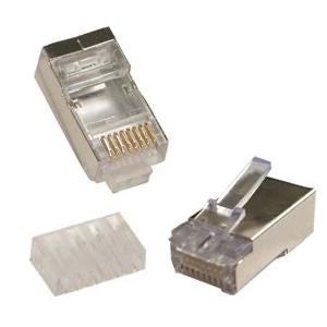 RJ45 Cat.6 Shielded Plug Solid 50 Micron 2 Prong w/Inserter 100pk