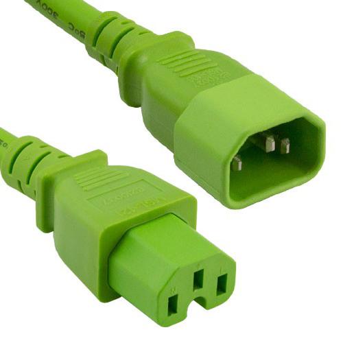 10Ft 14AWG 15A 250V Power Cord Cable (IEC320 C14 to IEC320 C15) Green