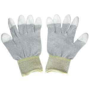 Conductive Glove, Fingers Coated w/Polyurethane Small
