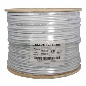 1000Ft RG59 w/2x18AWG Power White CM