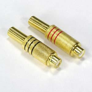 RCA Jack Metal Gold Plated w/Spring Red/Black Pair