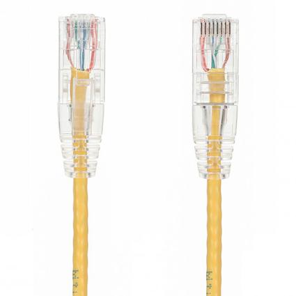 Slim Cat6 Ethernet Patch Cable Booted Yellow 28AWG