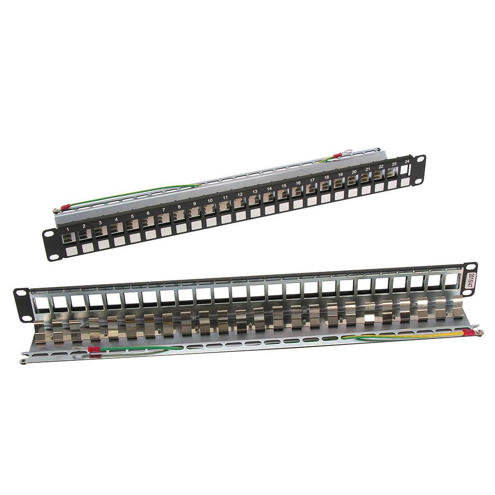 Cat.6A 24-Port Snap in Patch panel for STP RJ45 Keystone Jack