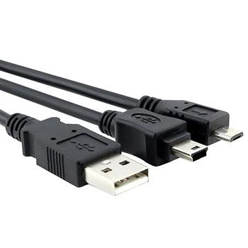5Ft USB 2.0 A Male to Mini-B Male + Micro-B Male Splitter Cable for Charging